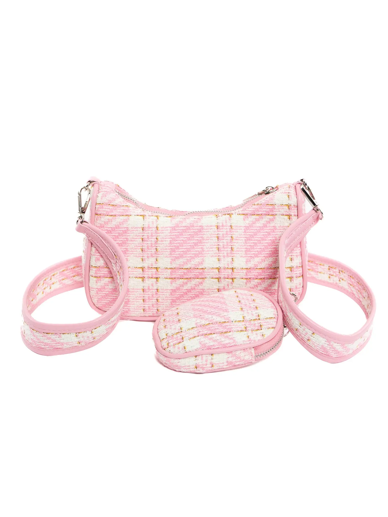 Whitney Tweed Handbag w/ Coin Purse- Pink