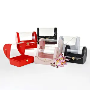 Set of 2, Clutch Shape Flower/Gift Boxes, White | W326