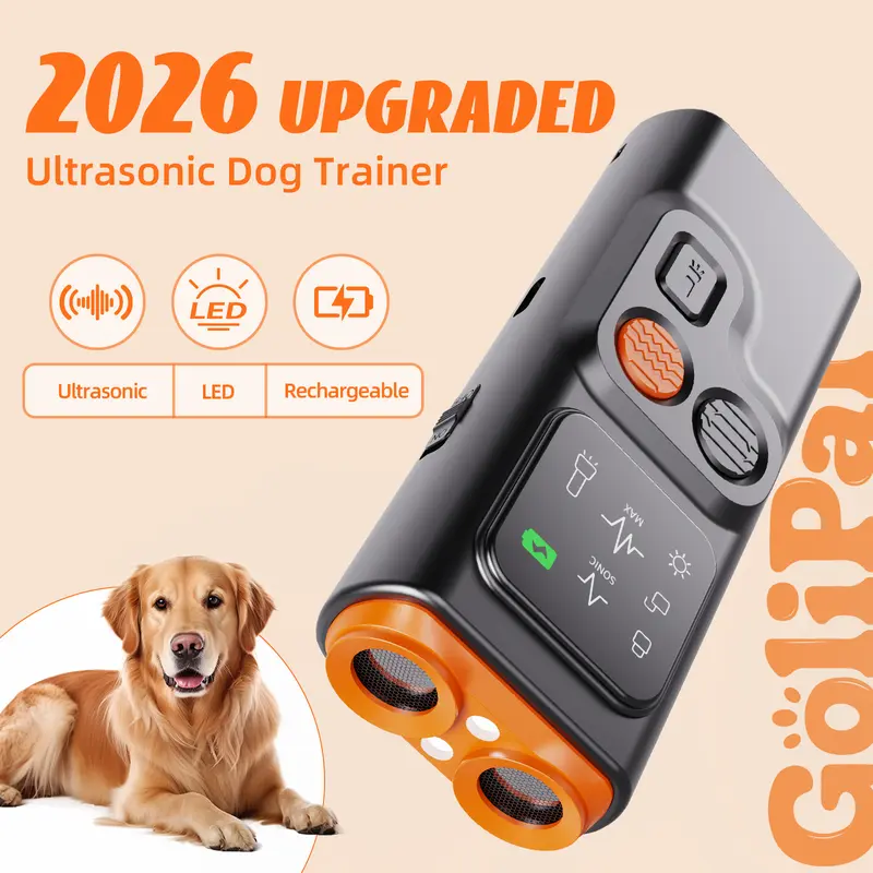 GoliPal 2026 Upgraded Ultrasonic Dog Training Aid with LED Flashlight & HD Display USB Rechargeable Handheld Device for Puppy Barking Issues Correction Functionality