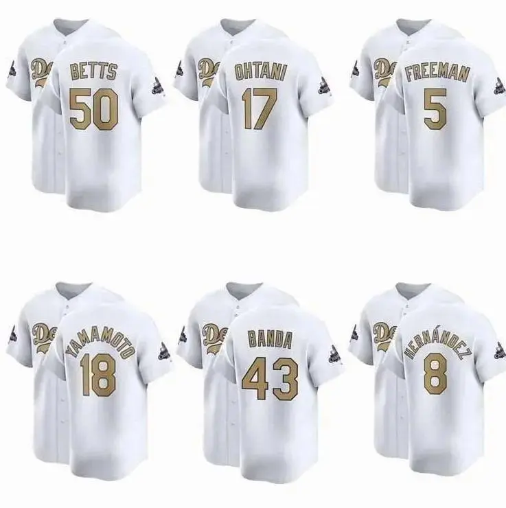 Dodgers #17 Shohei Ohtani White, Gold Collection Elite Jerseys, Sports Ohtani Jersey #17 Hip Hop Japan Baseball, Stitched S~5XL, Top Training Shirt Quick Dry Mesh Polyester Classic Jersey