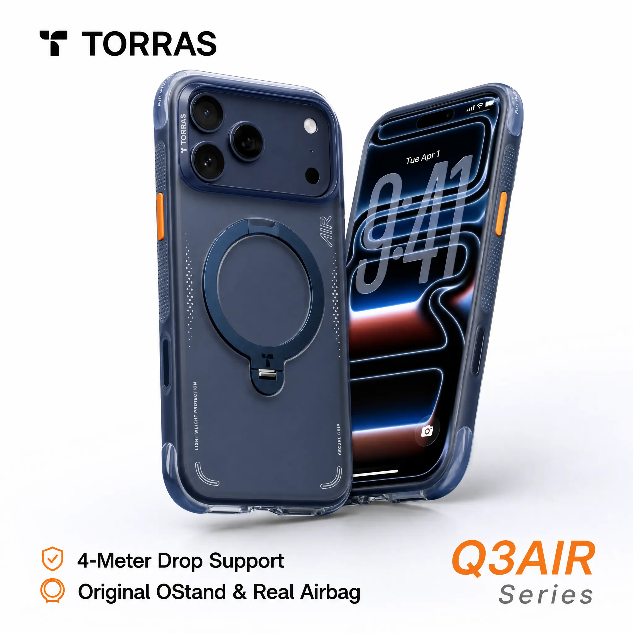 TORRAS Ostand Q3 Air for iPhone 17/16/15 Pro Max Case with 360 Magnetic Stand, Fit for MagSafe, 4M Drop Tested, Camera Control Button, Shockproof Phone Case Cellphone Protective