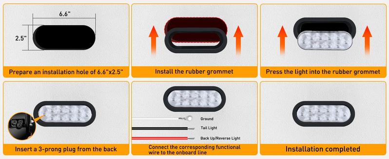 Nilight 4PCS 6" Oval LED Trailer Tail Lights 4PCS 10 LED w/Flush Mount Grommets Plugs Reverse/Back Up Trailer Lights for RV Truck Jeep Nilight 4PCS 6" Oval LED Trailer Tail Lights 4PCS 10 LED w/Flush Mount Grommets Plugs Reverse/Back Up Trailer Lights for RV Truck Jeep