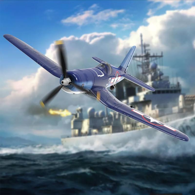 VolantexRC Mini F4U V2 EPP 400mm Wingspan 2.4G 4CH 6-Axis Gyro One Key Aerobatics XPilot Stabilization System RC Airplane Glider Warbird RTF for Beginner - Two batterries