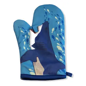 Shark Puppet Hand Oven Mitt Ocean Fish Graphic Novelty Kitchen Accessories Funny Graphic Kitchenware Bakeware Shark  Funny Food  Novelty Cookware Blue