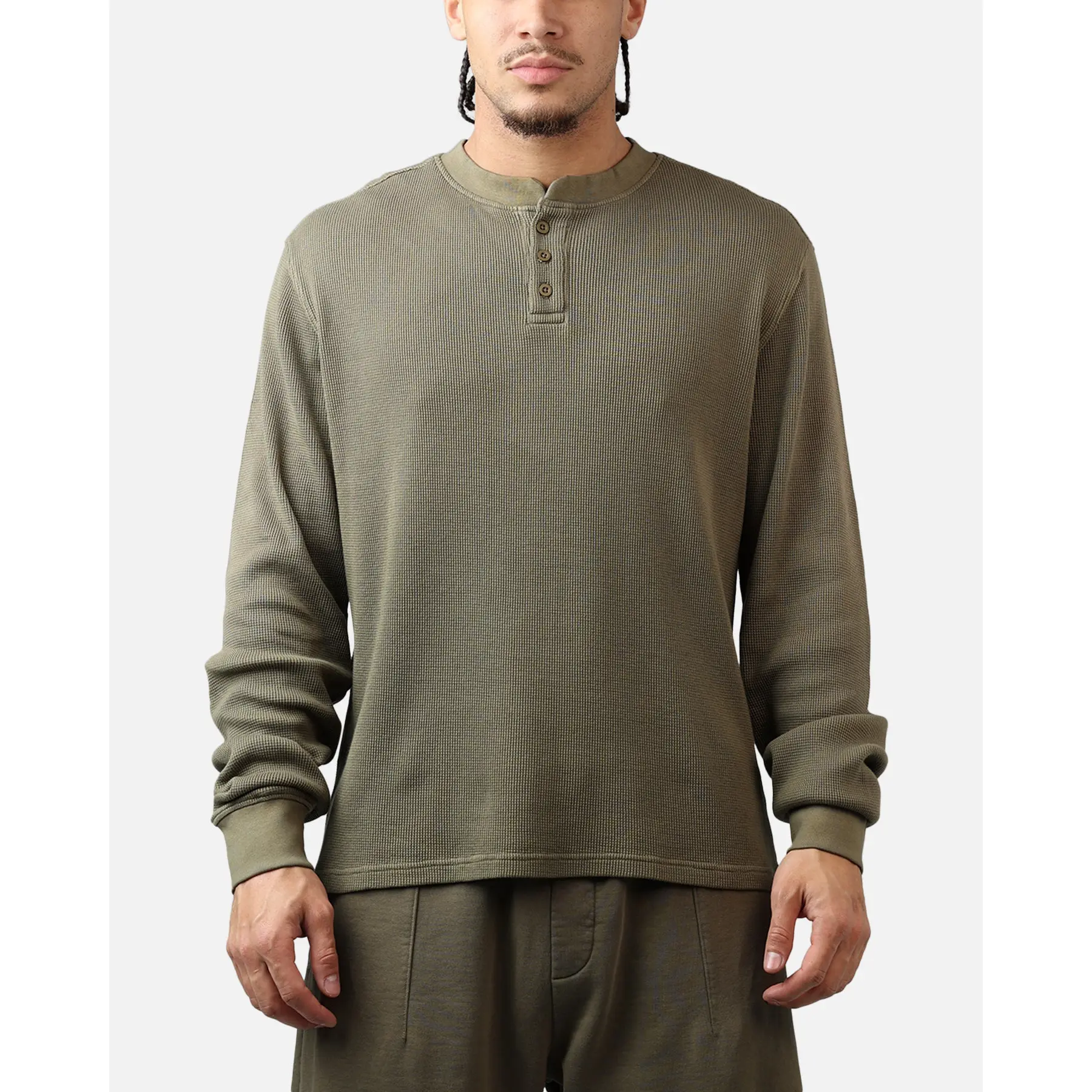 American Thrift Waffle Henley Shirt Washed Olive