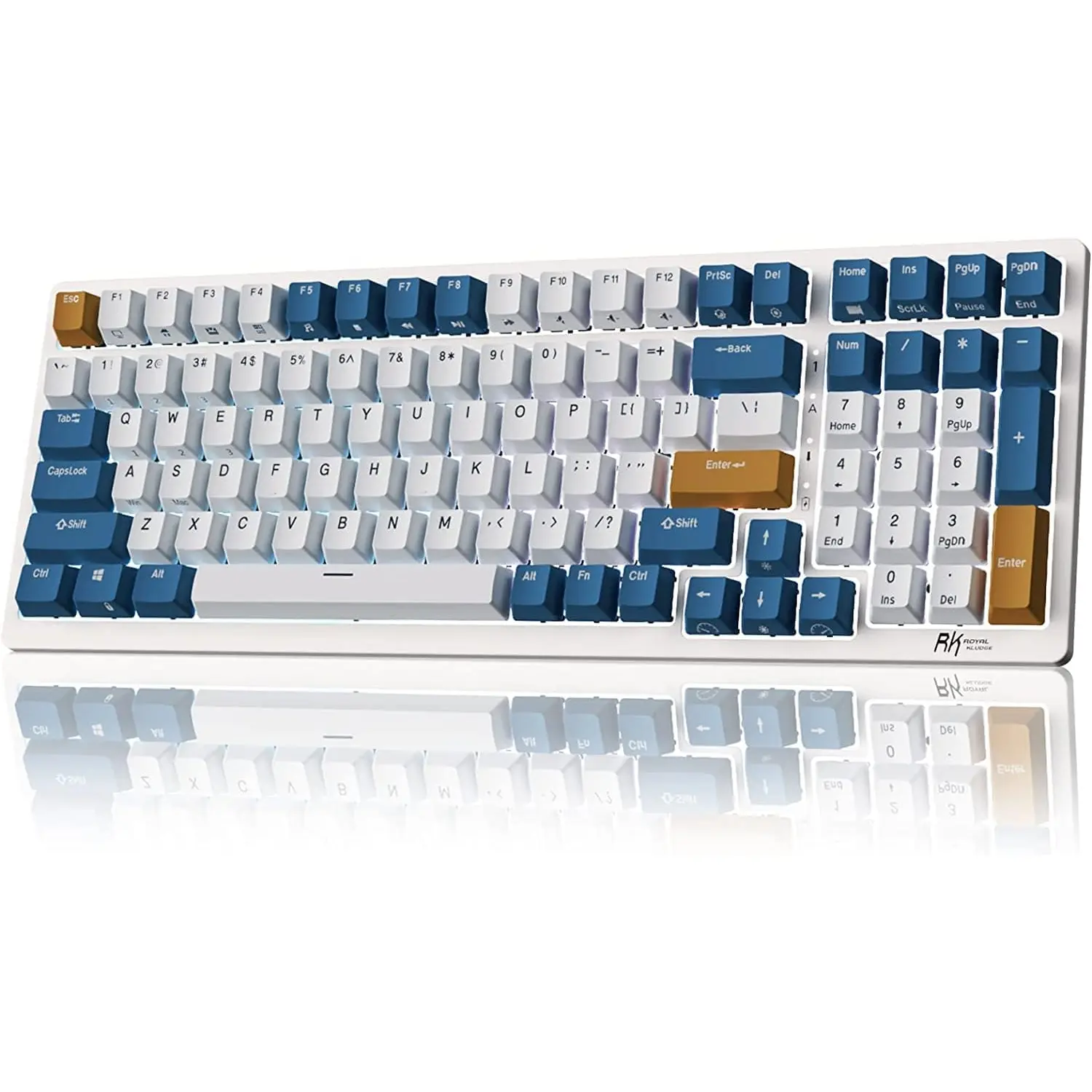RK ROYAL KLUDGE RK98 Wireless Mechanical Keyboard, Tri-Mode 2.4G/BT5.1/USB-C Hot Swappable Full Size Keyboard, RGB Backlit Gaming Keyboard, Massive Battery Software Support, Brown Switch