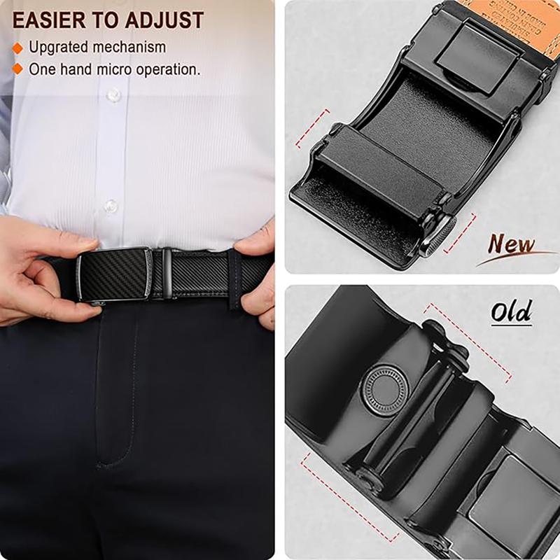[Valentine's Day Gift] XMW Men’s Adjustable Leather Ratchet Belt Easy Release – Formal & Casual, Men’s Gift / Father’s Gift with Gift Box, Cut to Fit