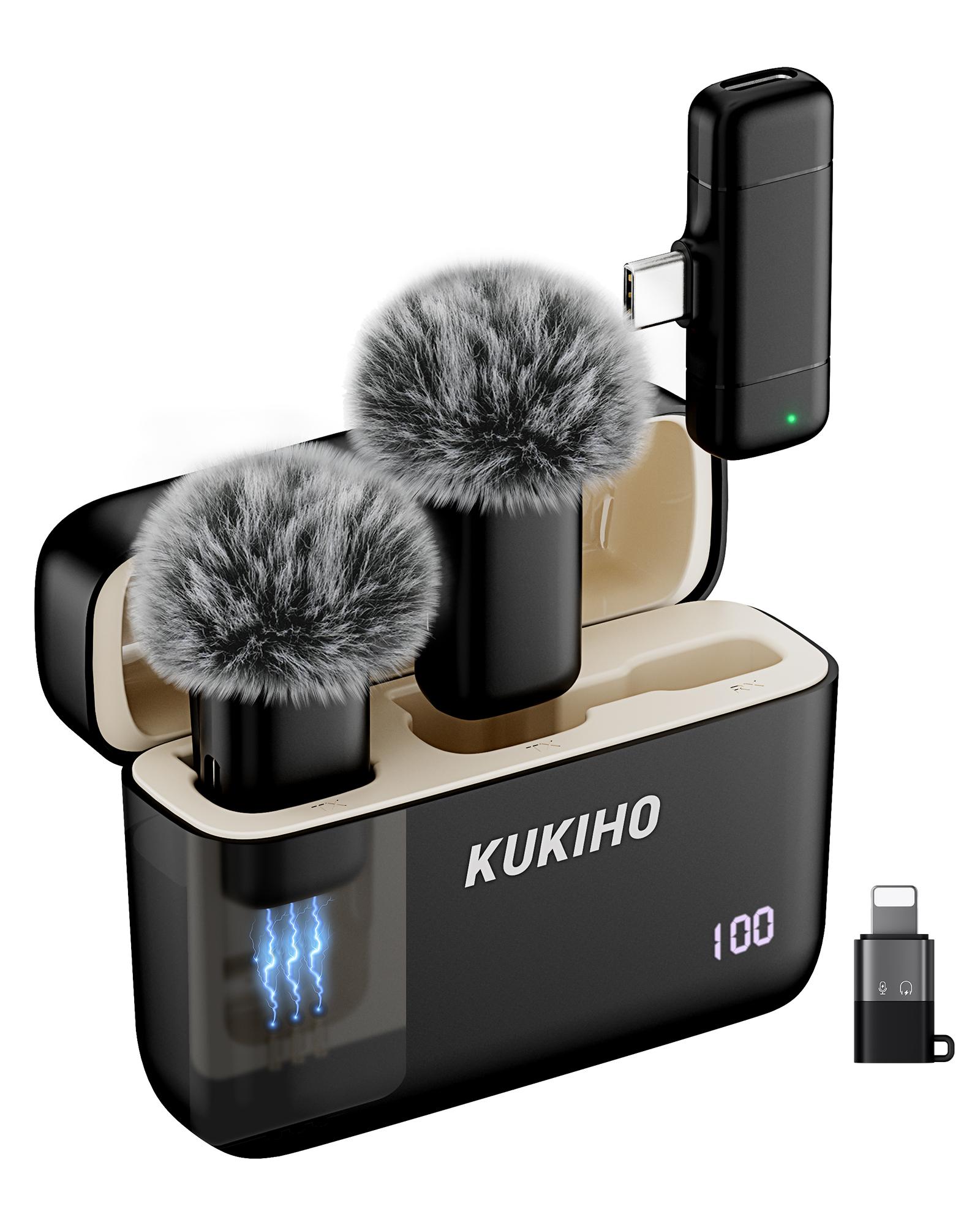 KUKIHO K6 wireless lavalier microphone is suitable for all mobile phones Type-C and ios, plug and play noise reduction wireless microphone