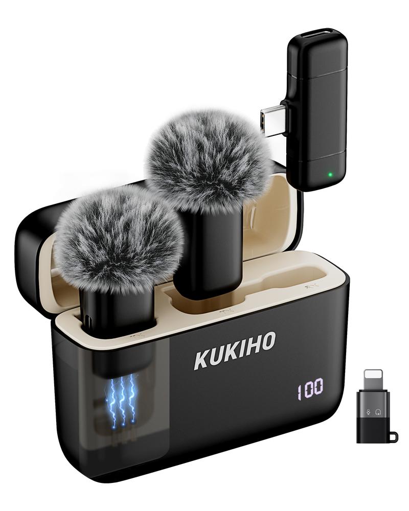 KUKIHO K6 wireless lavalier microphone is suitable for all mobile phones Type-C and ios, plug and play noise reduction wireless microphone
