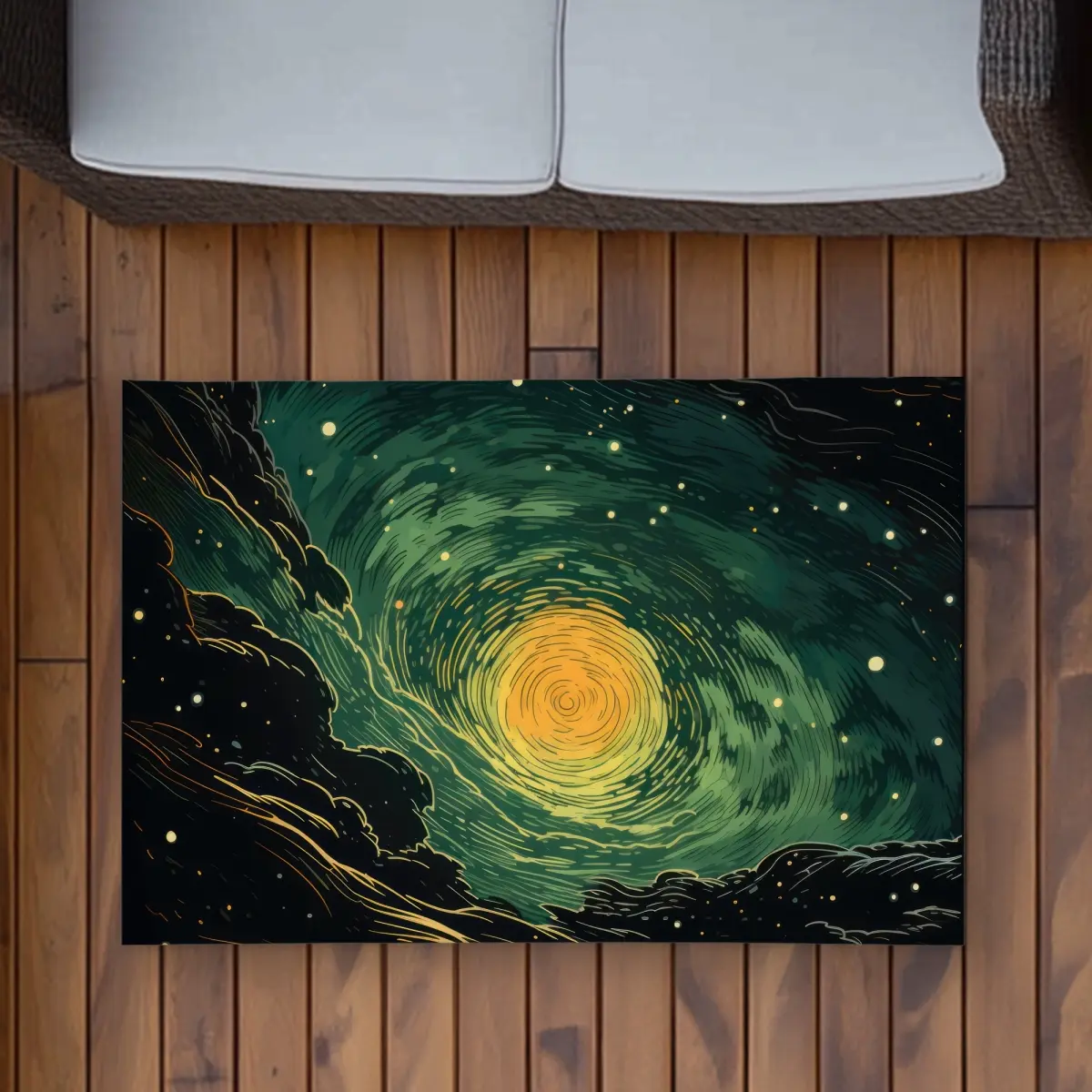 MWW C1ROAR23975XI8 2 x 3 ft. Turmoil in Space - Black Outdoor Rectangle Area Rug for Home Decor