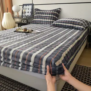 3 Pack Plush Embossed Mattress Cover 360° Full Encasement Warm Comfortable Machine Washable for Autumn Winter Home Bedroom Dormitory Durable