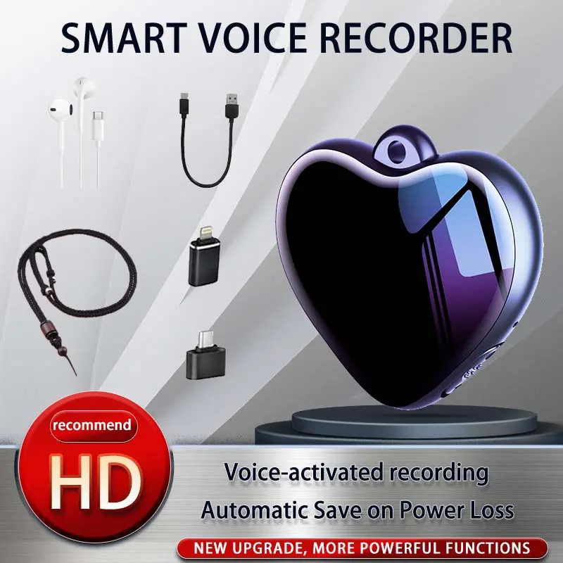 Smart Voice Recorder – One-Touch Recording, HD Noise Reduction，Long Battery, Large Storage, Support voice to text
