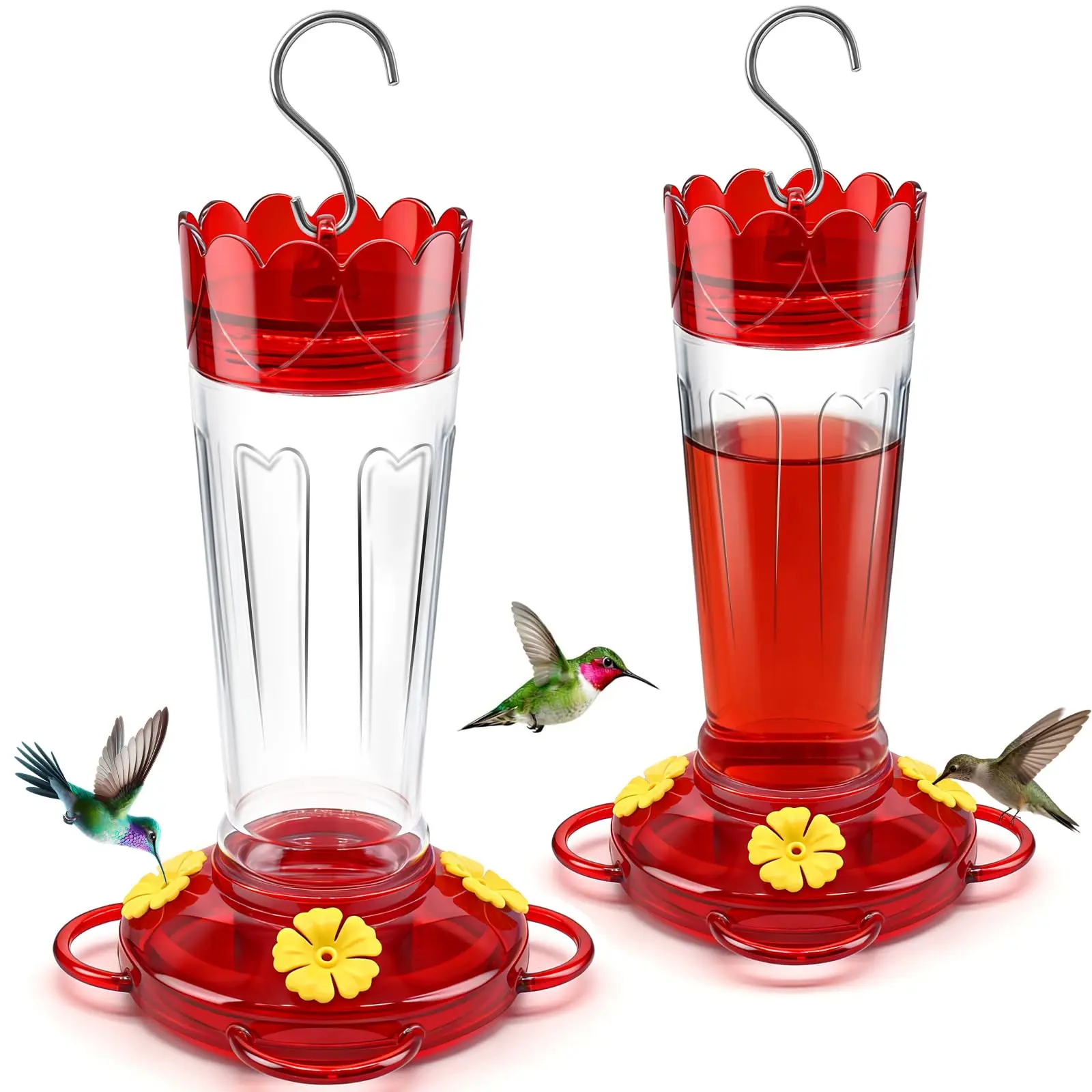 Hummingbird Feeder for Outdoors – 4 Ports with Bee Guard & Ant Moat, Hanging Plastic Garden Decor #Summervibes #petLovers