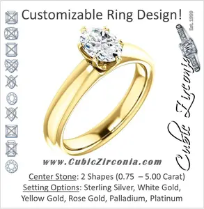 Cubic Zirconia Engagement Ring- The Leah (6 Prong Stackable Solitaire: Round-Cut or Oval-Cut)