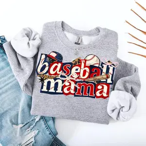 Baseball Mama Sweatshirt, Sports Mom Sweatshirt, Baseball Bow Bat Graphic, Game Day Mama Pullover, Trendy Baseball Fan Gift