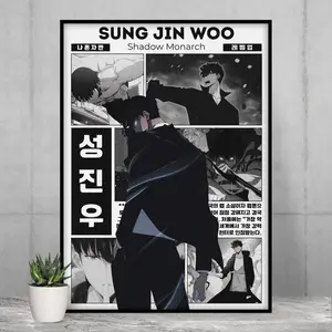 Solo Leveling Sung Jin Woo Anime Poster - Satin Artistic Photo, Shadow Monarch Manga Room Decor Wall Artwork - Unframed High-Definition Print, Modern Manhwa Aesthetic - Gift for Otaku