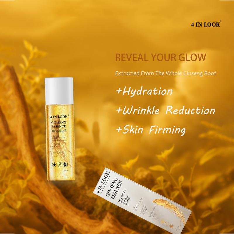 [4inlook official]Natural Ginseng Anti-Aging Hydrating Essence Water – 100% Wild Ginseng from Himalayas, Deep Moisture & Wrinkle Care for All Skin Types    Firming Skincare Serums