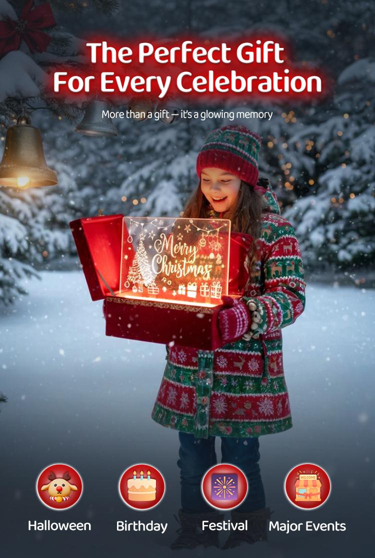 LOOHOI 12"x 8" Inch Lumi Boards LED Drawing Board - 8 Colors & 4 Modes, 12 Inch Acrylic Writing Board with 14 Marker Pens | Eye-Gentle, Child Friendly | Perfect Birthday & Christmas Gift