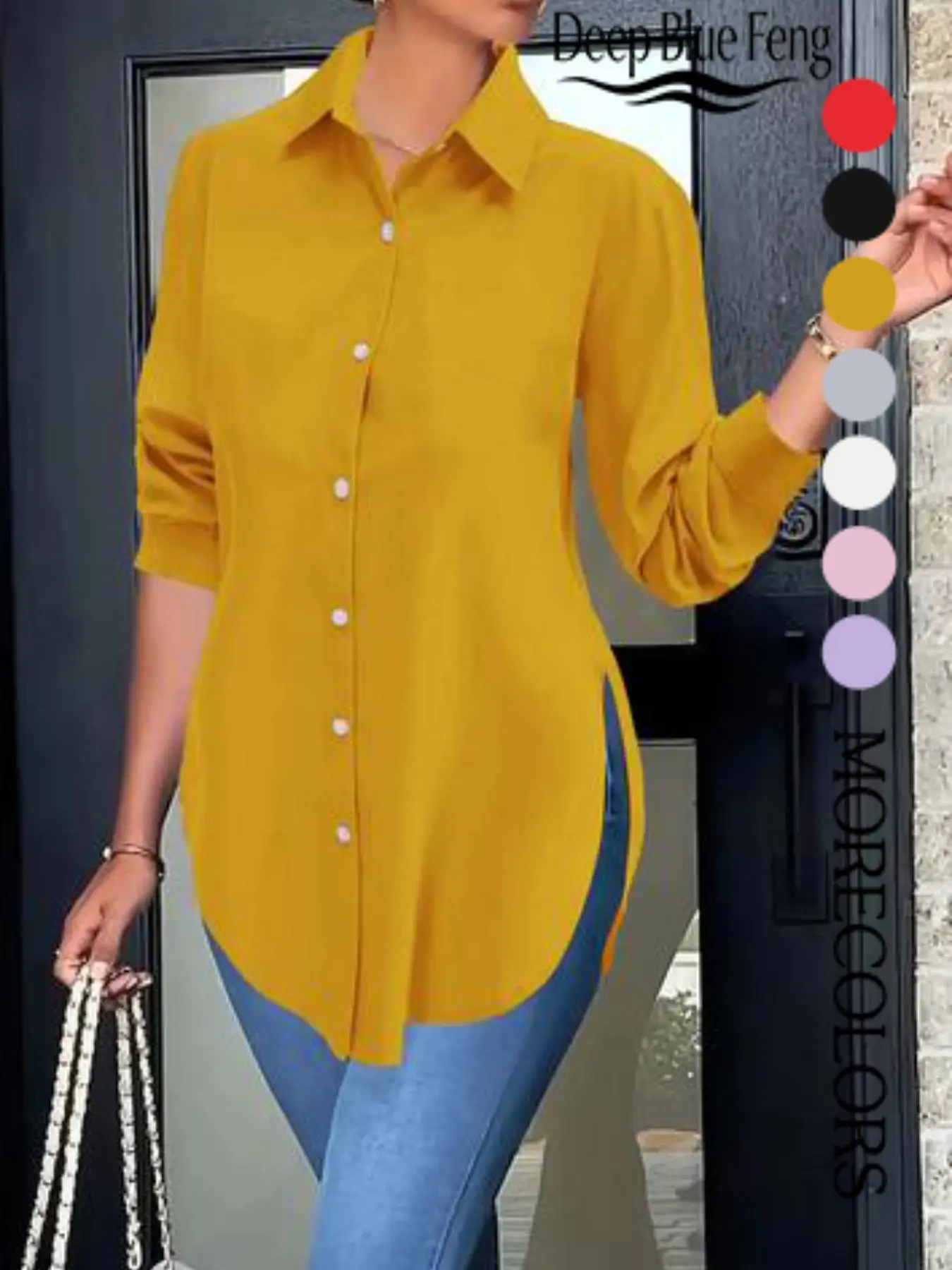 Elegant Fashion Women's Long Sleeve Shirt Blouse, Fitted Outer Shell, Moderate Fabric Thickness, Casual Style, Spring & Fall Wear