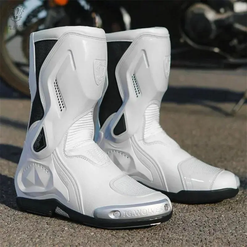 Men's Closed-Lace Synthetic Nanofiber Mid Rain Boots - Breathable, Thick Rubber Sole Footwear for Motorcycle Racing & Cycling (Home Supplies Rain Shoes Category)