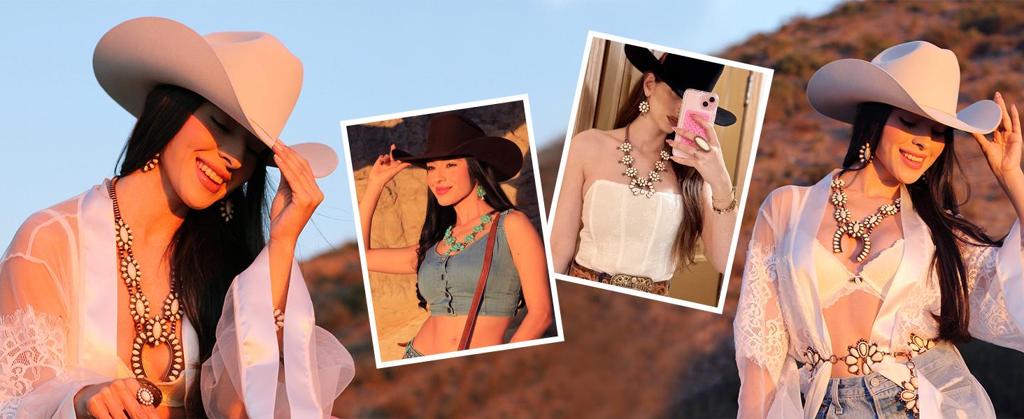 Rustic Couture's Western Jewelry Set for Women Cowgirl Vintage Western Necklace Earring Rustic Couture's Western Jewelry Set for Women Cowgirl Vintage Western Necklace Earring