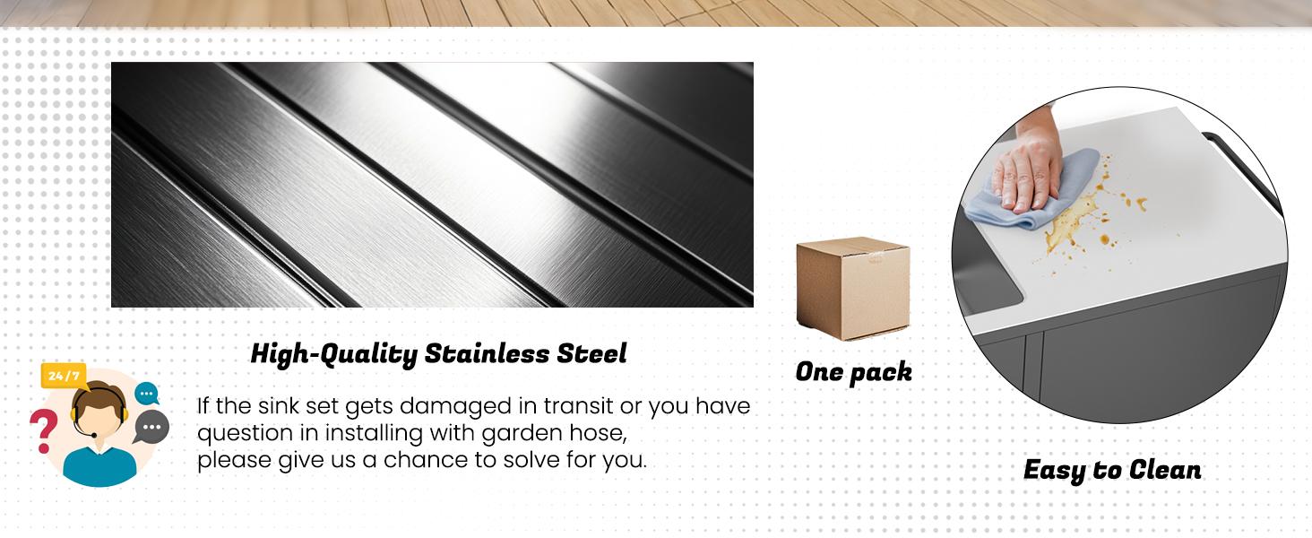 [New Product] AECOJOY Outdoor Kitchen Sink with Hose Hook Up Stainless Steel Grill Prep Table Rolling Pizza Oven Stand BBQ Table for Garden Backyard Lawn Heavy-Duty Commercial-Grade Construction Smart Multi-Functional Adjustable Accent Storage Cabinet