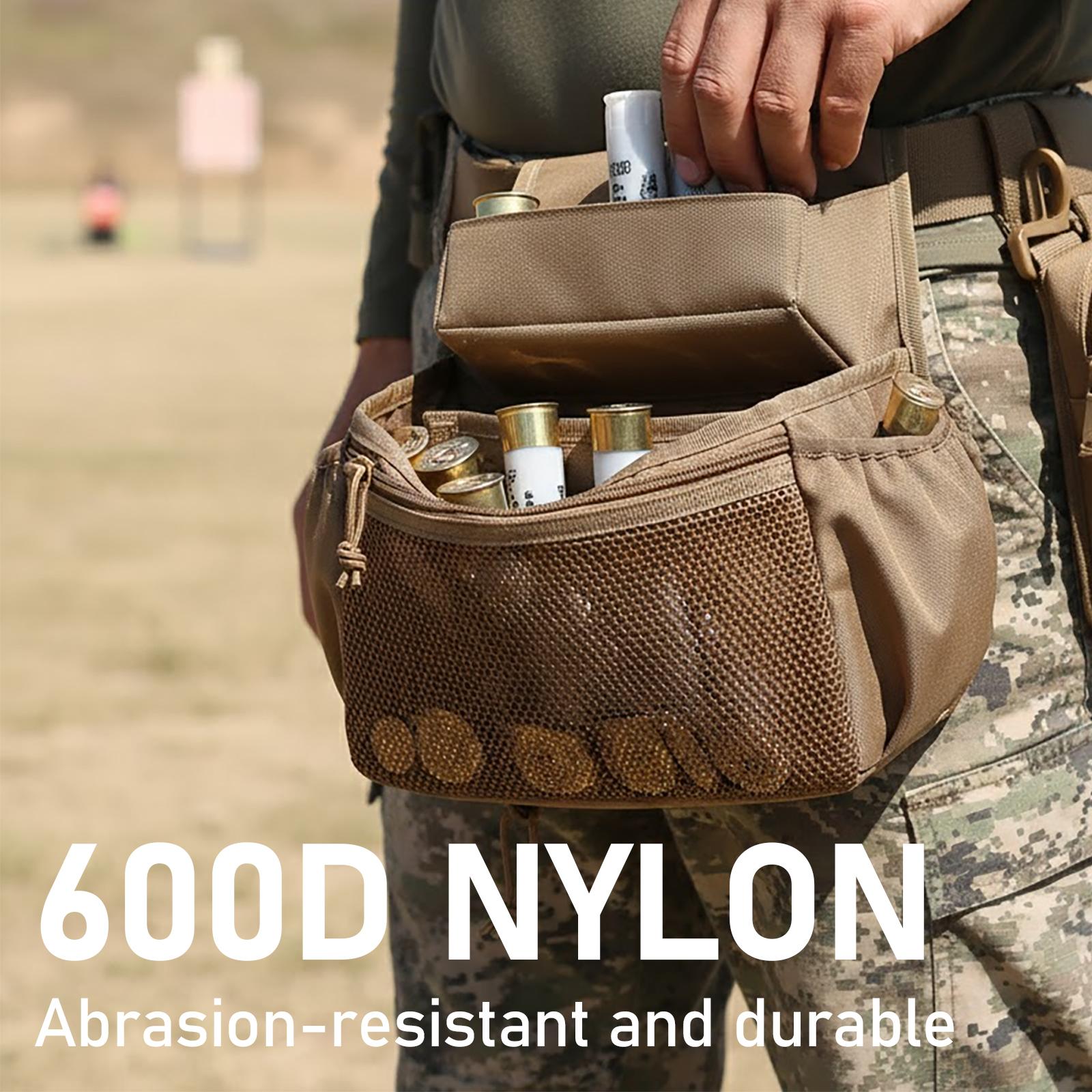 600D Nylon Upgraded Ammo Shell Pouch – Double Layer Waist Bag for 12/20 Gauge Shooting & Hunting