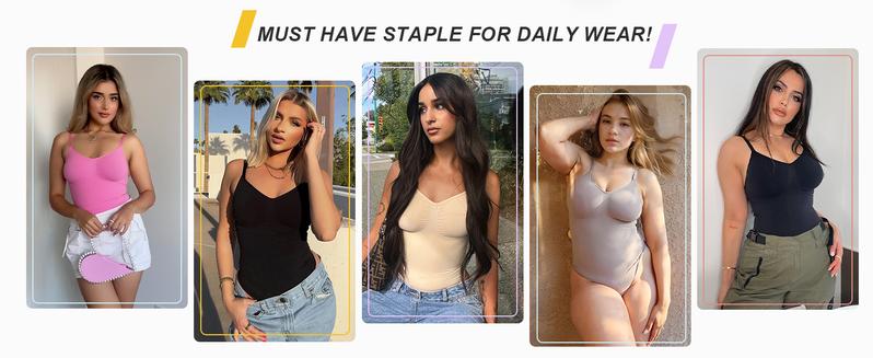 SHAPERX Seamless Bodysuit Tummy Control Shapewear Thong Style Women's Shaping Snatched Body Suit Womenswear Tops Comfort Moderate Support Comfortable Fit