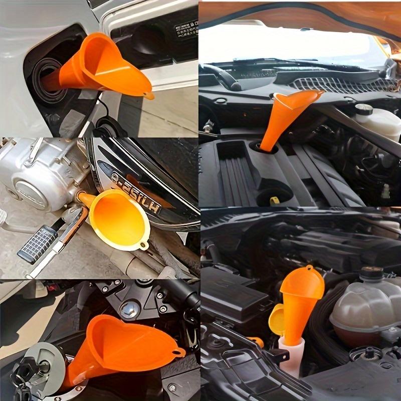 6 Pcs Plastic Automotive Funnels Set, Wide Mouth Fuel Funnels, Plastic Long Neck Oil Funnels, Flexible Right Angle Funnels, with Detachable Spout and Filter, for Water/Gasoline/Coolant/Engine Oil