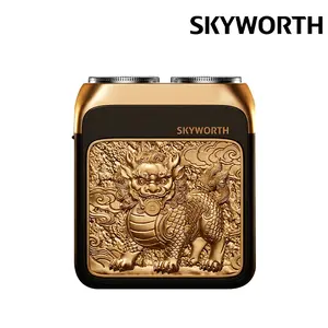 Skyworth Fortune Guardian Electric Shaver Pixiu Relief-Powerful Performance Features 9000 RPM motor, 36-blade system, 108,000 cuts/min, IPX7 waterproof, 60-day battery life, and metal relief Pixiu pattern. A perfect blend of tradition and modern grooming.