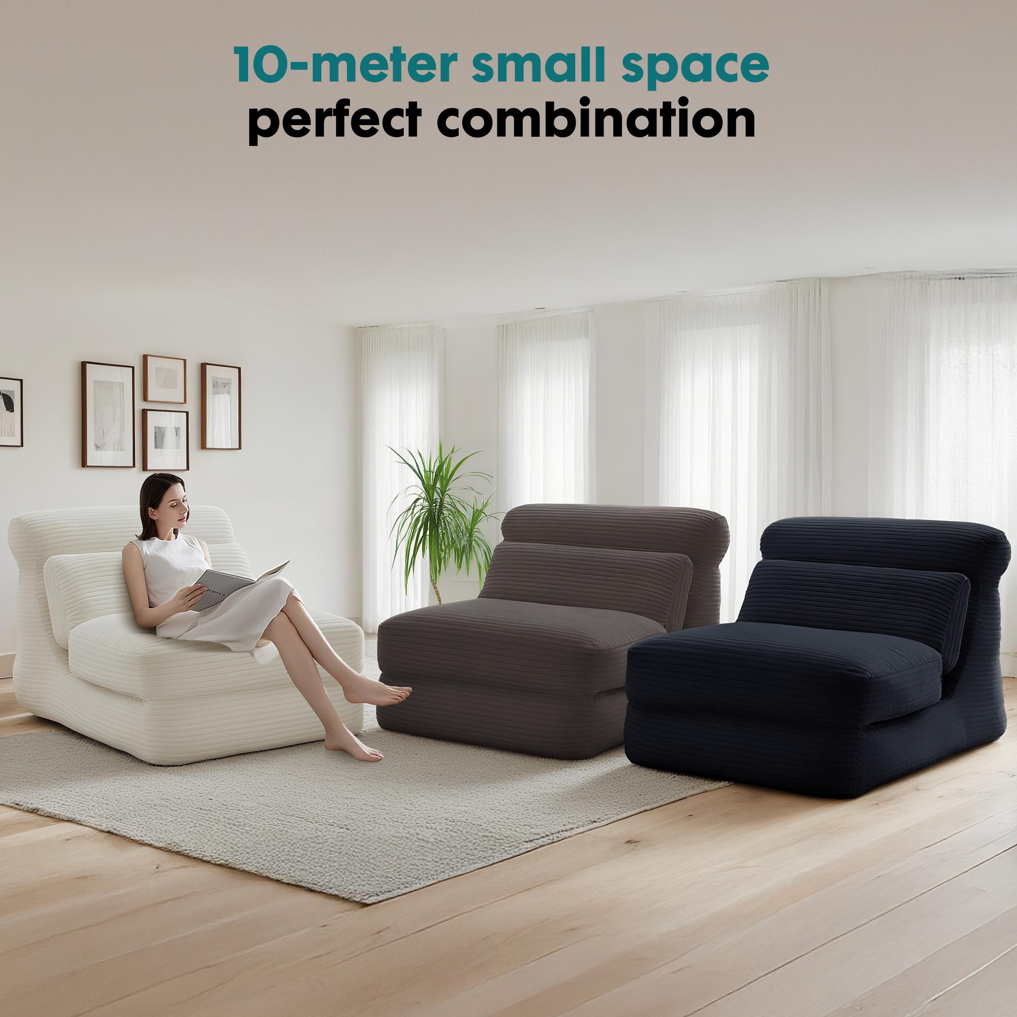 Folding Sofa Bed, Convertible Sleeper Chair with Pillow Foldable Mattress with Back Support, Portable  Comfy Floor Sofa Lounge Fold Out Chair Bed for Living Room Bedroom,  Single