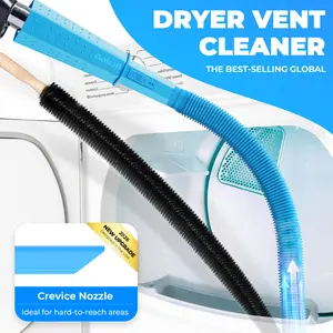 2 Pack Dryer Vent Cleaning Kit with Flexible Lint Brush and Crevice Nozzle Deep Hidden Lint Removal Improve Dryer Efficiency and Enhance Safety Multi Function Vacuuming Auto Car Vacuums
