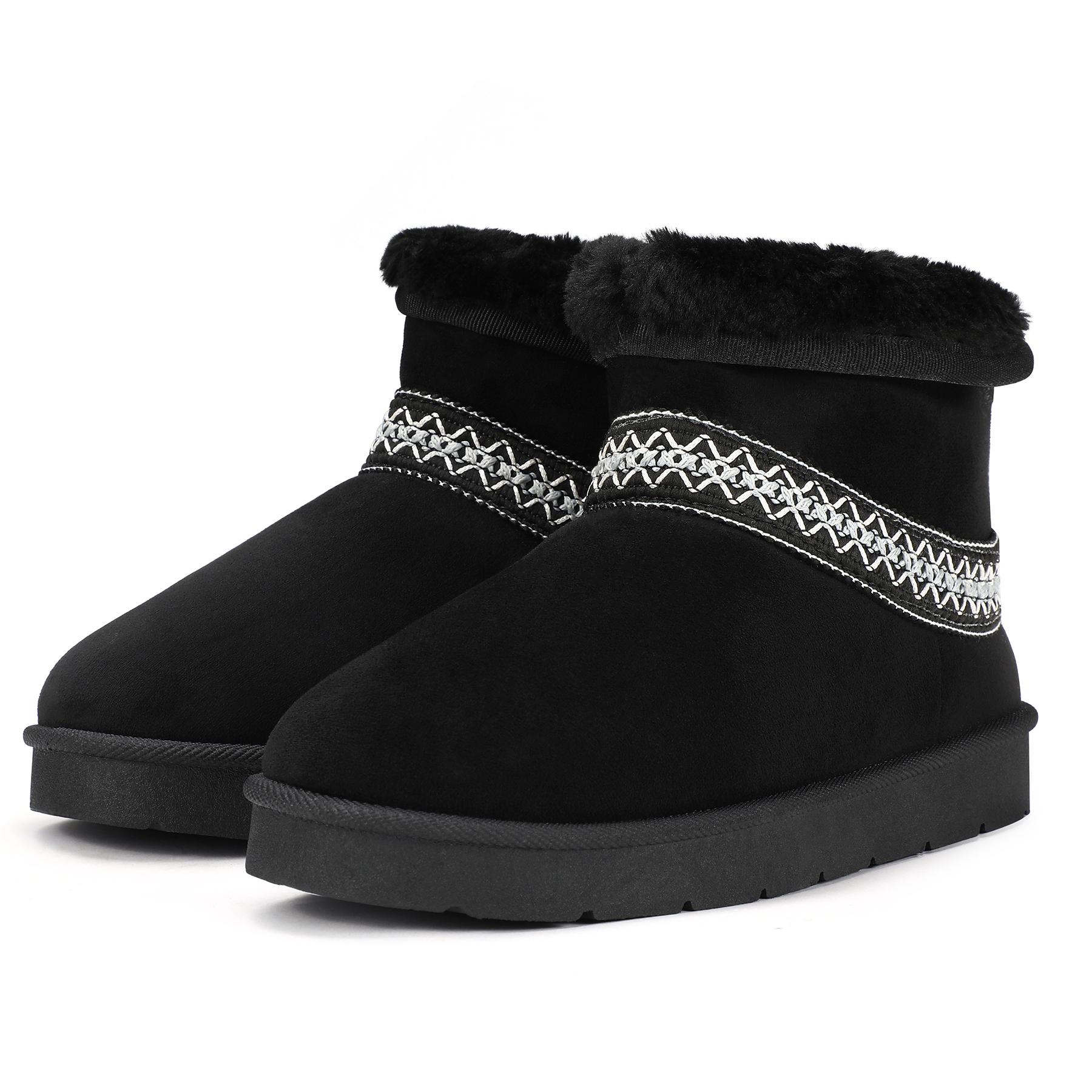 Mysoft Women's Faux Lambswool Bohemian Style Snow Boots, Winter Warm Fur Shoe, Womensfashion Footwear, Comfortable Walking Boots for Women, Ideal Valentine's Day Gift