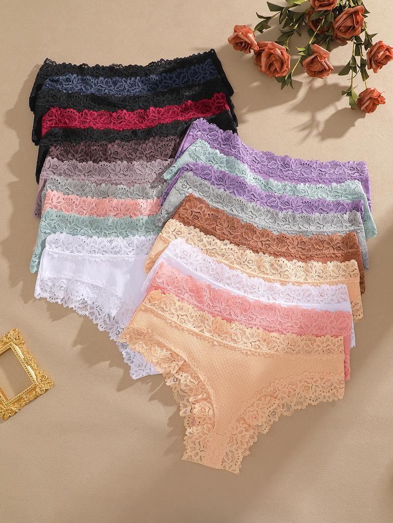 FINETOO Women's 15PCS Cotton Panties Lace Low Rise Basic Brazilian Bikini Cute Panties Soft Breathable Lingerie S-XL Fashionable Minimalist FINETOO Women's 15PCS Cotton Panties Lace Low Rise Basic Brazilian Bikini Cute Panties Soft Breathable Lingerie S-XL Fashionable Minimalist