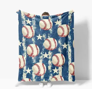 Baseball Throw Blanket Sports Warm Baseballs Decor Soft Flannel Blanket Baseball Gifts for Kids Boys Girls Men Women