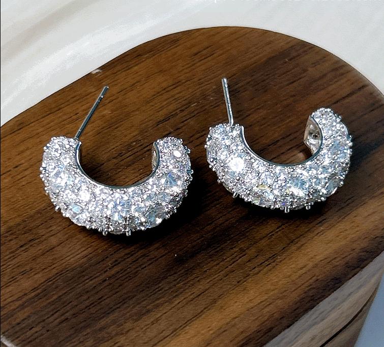 CZ C-Hoop Earrings