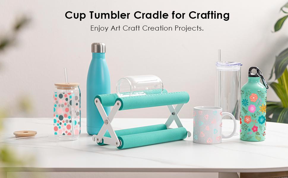 PYD Life Cup Tumbler Cradle Holder for Crafting Vinyl Application Mint Green with Foam Measurements 3 Adjustable Width for Tumblers Cups Mugs Bottles Epoxy Crafts