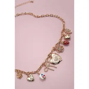 CHARM NECKLACE-CHERRY BOW STRAWBERRY FLOWER HEART