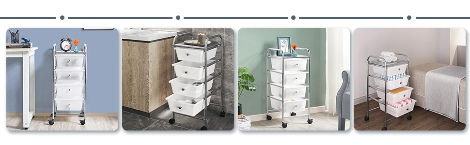 【Heavy Duty】Yaheetech 10-Drawer Rolling Storage Cart with Lockable Wheels Versatile Multi-Purpose Organizer for School Office Home Beauty Saloon Craft Free Gloves