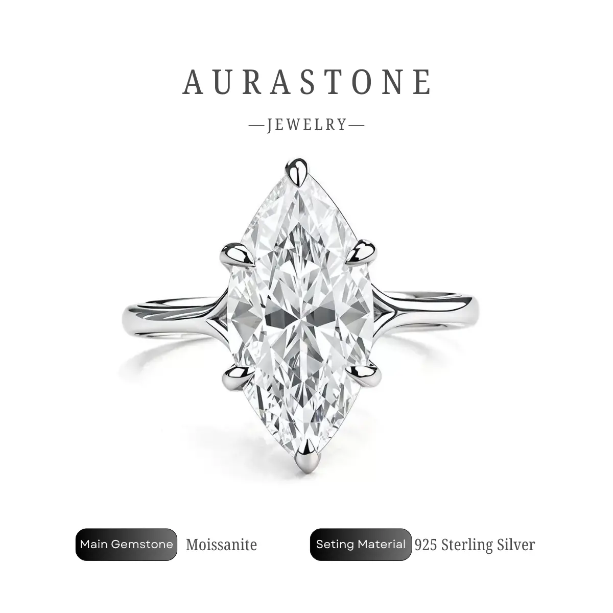 Silver 3CT Moissanite