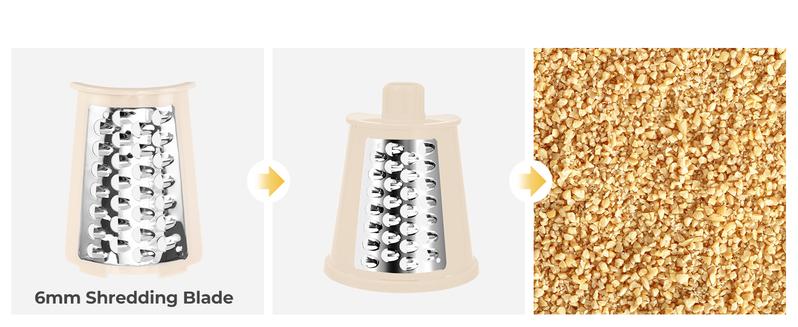 SUSTEAS Vegetable Food Chopper with 5 Replaceable Blades, Powerful Suction Cup Base, 18/10 Stainless Steel, BPA Free,  Kitchen Gadgets Cooking Cutting Multifunctional Cabbage Grater Utensils Beige