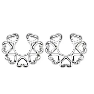 Vintage Hearts Clip On Non Pierce Nipple Rings - Brass - Pair