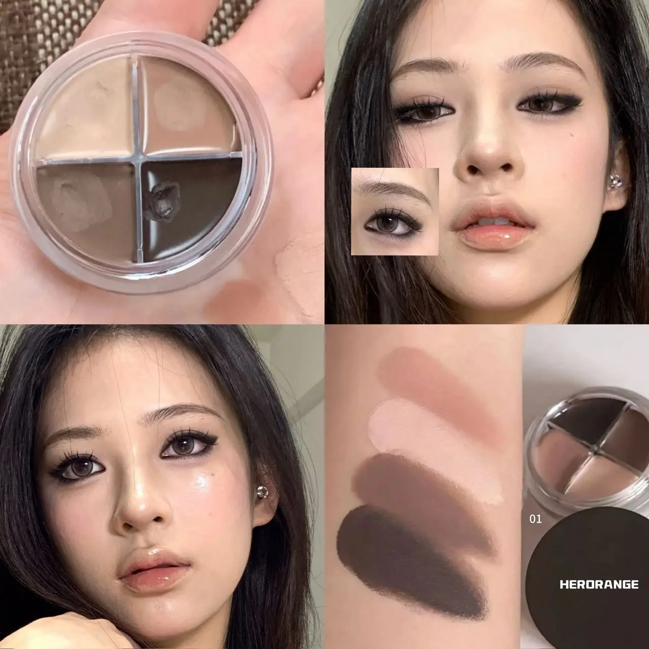Multifunctional Three-Color Long-Lasting Eyeliner Balm, Eyeshadow Eyeliner, Includes Eyeliner, Brow Gel, Contouring, Shadow, High Pigment Smooth Formula, Makeup Eyeliner