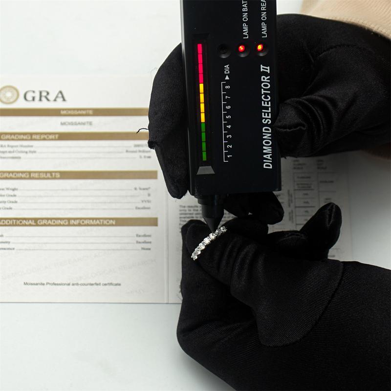 Delzzad 0.7ct Eternity Ring D Color Colorful Round Synthetic Moissanite S925 Ring Band Engagement Anniversary Wedding Valentine's Day Christmas Gift For Women