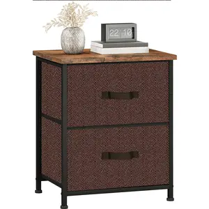 2 Drawers Dresser, Dresser for Bedroom, Fabric Storage Tower, Chest of Drawers, Organizer Unit for Closets, Living Room, Sturdy Steel Frame, Wooden Top, Easy Pull Fabric Bins