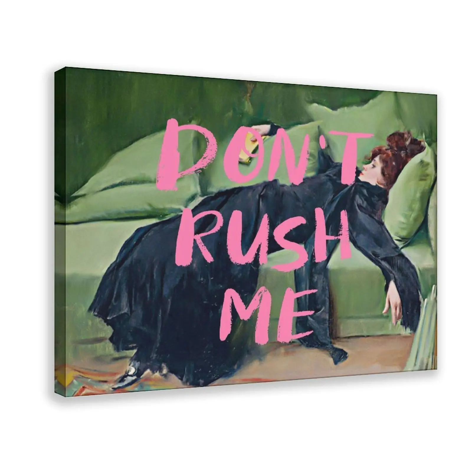 "Don't Rush Me" Waterproof Artistic Vintage Pop Art Maximalist Wall Art, Multi-Size Girly Aesthetic Victorian Gallery Poster, Home Decor for Living Room, Bedroom