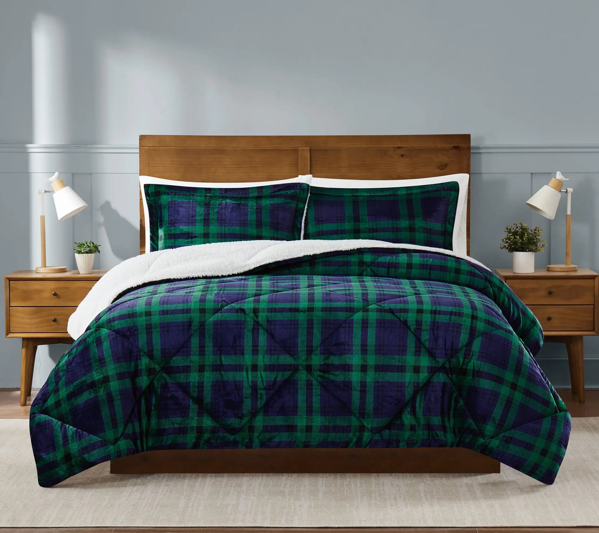 Truly Soft Cuddle Warmth Tartan Plaid King Comforter Set