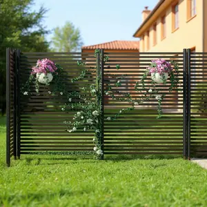 Garden Privacy Screen, 2 Panels Metal Privacy Screen, 180 x 120 cm Decorative Garden Fence, No Dig PE + Steel Outdoor Divider for Yard Patio Lawn Pool