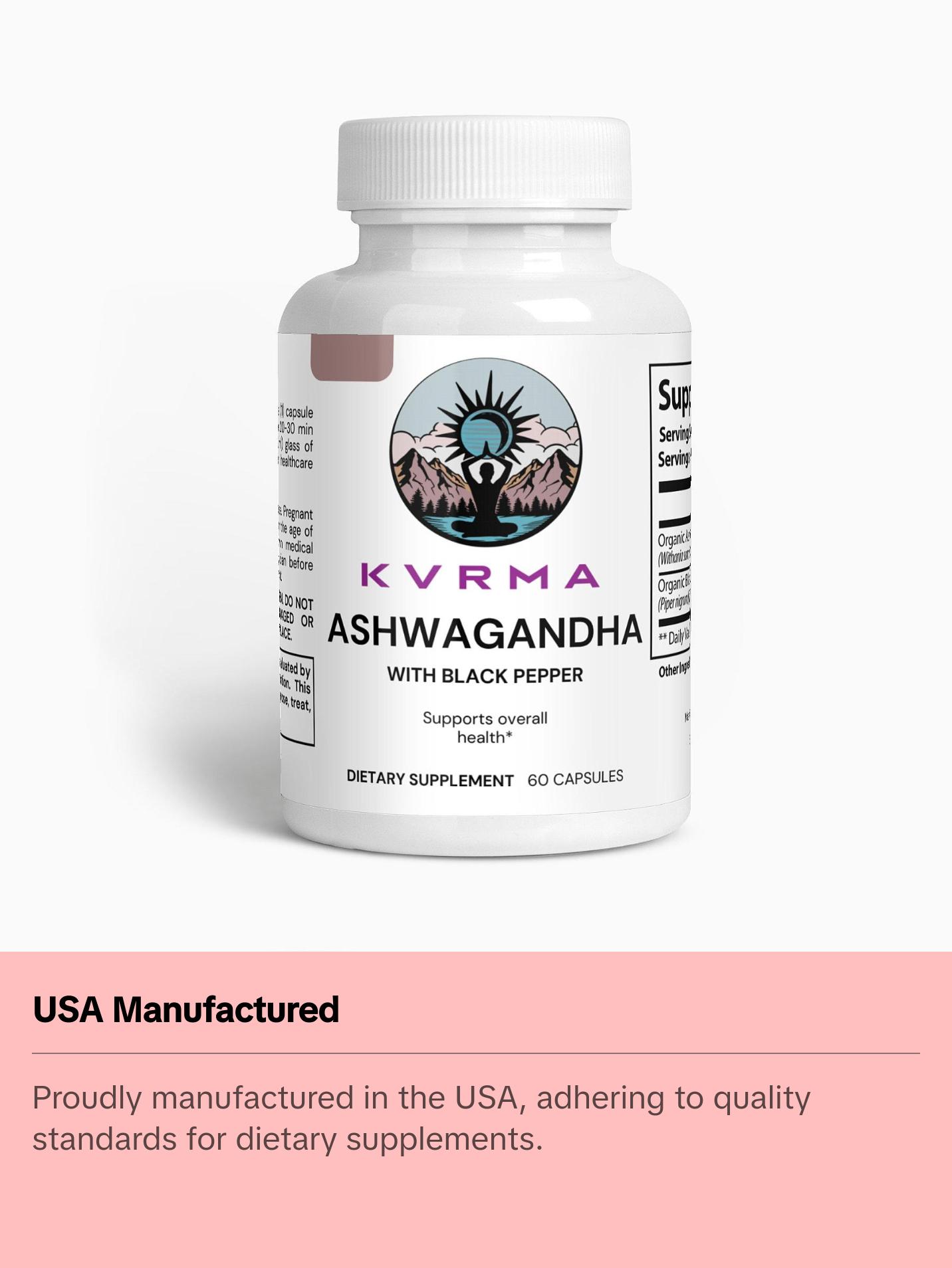 Kvrma Ashwagandha & Black Pepper for Max absorption - 100% Organic, Vegan, Plant based, Allergen free, Gluten Free. Your Favorite Ashwagandha Brand
