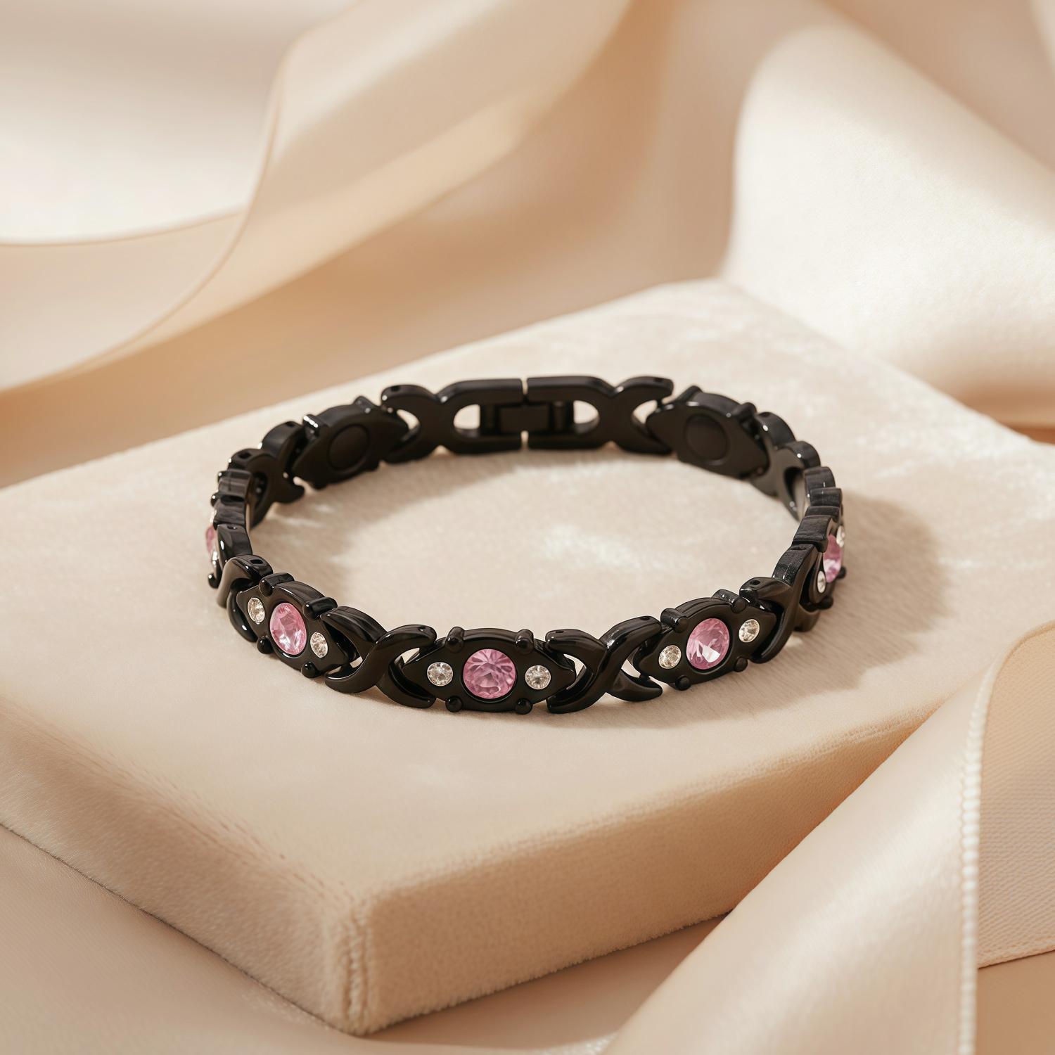 EMPTAN Women's Magnetic Bracelet with Diamonds - Energy Magnet Bracelet - Modern Fashion Metal Wristband - Trendy Jewelry Gift for Her, Valentine's Day Gift